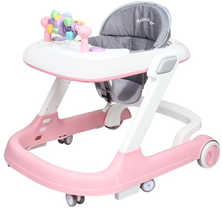 homewell 2in1 Lauflernwagen Klappbar Lauflernhilfe Baby mit regulierbarer Geschwindigkeit, Musik und abnehmbarem Spielboard, Baby Spiel- und Laufwagen, 3 Höhenverstellbar, ab 6 Monaten (Rosa)
