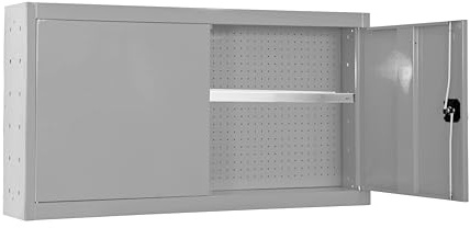 PROREGAL Werkzeugschrank hängend AMEGO | 1x Fachboden | HxBxT 65x90x27,5cm | Metall | Abschließbar | Grau | Werstattschrank Hängeschrank