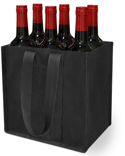 Delixike 6 Bottle Carrier Bag – Durable 600D Oxford Tote for Beer, Wine & Water, Foldable Bottle Holder for Parties, Camping, Shopping, 27x18x27cm, Black