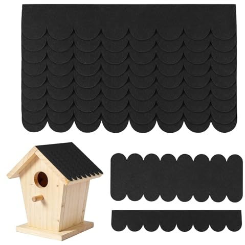 53stk Dachschindeln für Vogelhaus, Mini Dachpappe Vogelhaus, Schwarz | Wasserdicht Dachpappe Schindeln Selbstklebend für Hasenstall Nistkasten Hundehütte Insektenhotel Briefkastendächer