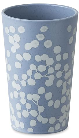 Koziol BLOMSTER CUP L DOT Becher 350 ml | florales Dekor, bruchfest, stapelbar | biozirkulärer Kunststoff, spülmaschinengeeignet, melaminfrei | Camping, Picknick, Party (nature flower blue)