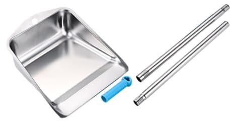 DIYEAH Pelle à Poussière en Acier Inoxydable Amovible, Poignée Longue Ergonomique, Grosse Capacité, Pelle à Ordures Légère pour Nettoyage Maison, Bureau Cuisine, Style Aléatoire