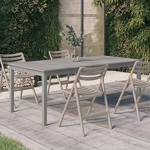 sephironlbb Gartentisch Grau Massivholz Akazie 200x100x75 cm Outdoor Terrasse Balkon Beistell ESS Tisch wetterfest robust platzsparend ideal für Garten Party Grillen