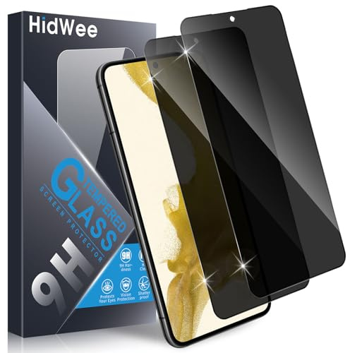 HidWee Compatible con Samsung Galaxy S22 5G Protector de Pantalla Privacidad, 2 Piezas 9H Dureza Anti Espía Cristal Templado, Con Marco de Instalación Antiespia Vidrio Protector