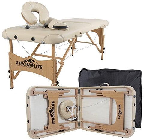 STRONGLITE Massageliege Olympia - Mobiler, Tragbarer Massagetisch inkl. Tasche, Verstellbarer Kopfstütze, Gesichtskissen & Knierolle (70x185cm)