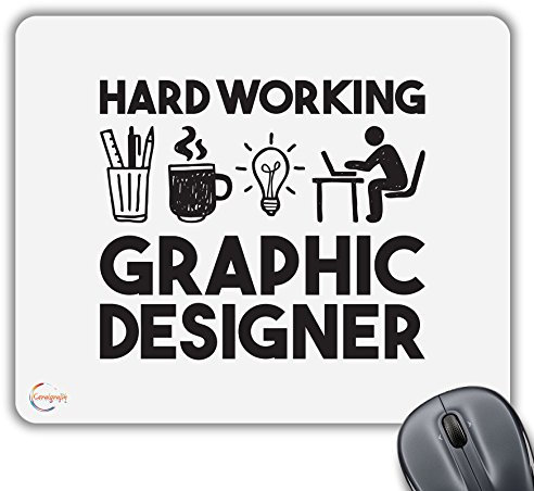 CP336 Hard Working Graphic Designer Novelty Gift Printed PC Laptop Computer Mouse Mat Pad