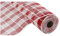 Dekoband, kariert, Polyester, 25,4 cm x 9,1 m, Rot / Weiß