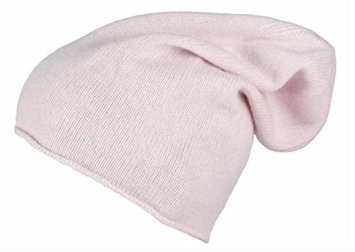 Zwillingsherz Slouch-Beanie-Mütze aus 100% Kaschmir - Hochwertige Strickmütze für Damen Mädchen Jungen - Hat - Unisex - One Size - warm und weich im Sommer Herbst und Winter - hell rosa