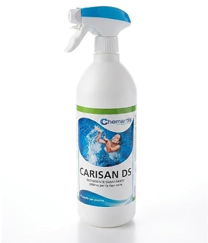 Carisan DS detergente/sgrassante flacone da 1 kg per la Pulizia della Linea d'Acqua della Piscina (con spruzzino)