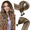 Easyouth Balayage Echthaar Nanoring Extensions Farbe Mittelbraun Mix Platin Blond und Mittelbraun 35 cm 50 Stück 50g Extensions Nano Tip Haarverlängerung #6/60/6
