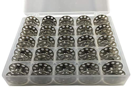 Spulenbox mit 25 Nähmaschinenspulen Metall Unterfadenspule Aufbewahrungsbox