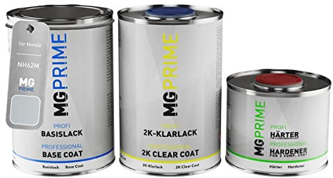 MG PRIME Autolack Dose Set für Honda NH62M ST Moritz Silver Metallic Basislack 2K Klarlack Härter spritzfertig 2,5L