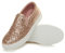 Womens Ladies Casual Slip on Glitter Plimsolls Pumps Trainers Shoes, Rose Gold Glitter 2, 4 UK