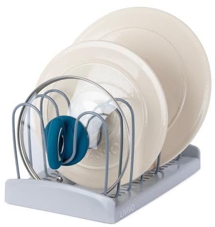 LIVIVO Lid Holder Organiser Rack for Pot and Pan Lids, Takes Most Sizes of Lids from Pans, Casseroles etc