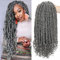 Déesse Droite Faux Locs avec Extrémités Bouclées Ombre Tressage Extension de cheveux Dreadlocks Tresses Postiche 3 Paquets 40CM - Gris foncé
