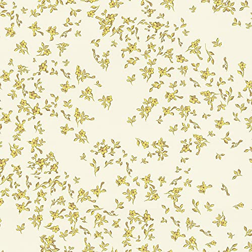 BRICOFLOR Vliestapete | Englische Tapeten Tapete englisch Tapeten englischer Stil - Tapete Diele & Flur - Beige / Crème, Gelb, Silber | 10,05 x 0,70 m = Rolle 7.04 m²