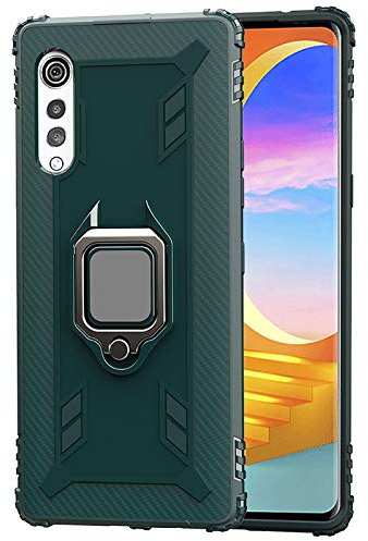TANYO Hülle für LG Velvet (5G / 4G), Schutzhülle TPU Silikon Armor Handyhülle mit Ständer, Stoßfeste Silikonhülle mit Bumper, Grün