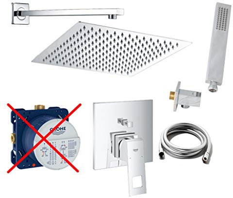 vanvilla Duschsystem mit Unterputz Duscharmatur von Grohe Eurocube Einhandmischer und vanvilla Regendusche mit Armatur, Duschkopf, Dusch-SET G01-ob poliert
