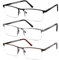 JJWELL 3 STÜCKE Lesebrille Herren Mit Blaulichtfilter, Blaulicht Herren Lesebrille, Rechteckige Halb Metall Lesebrillen Lesehilfe, Anti-Augenbelastung/UV, Anti-Blaulicht Brille Mit Sehstärke 2,0