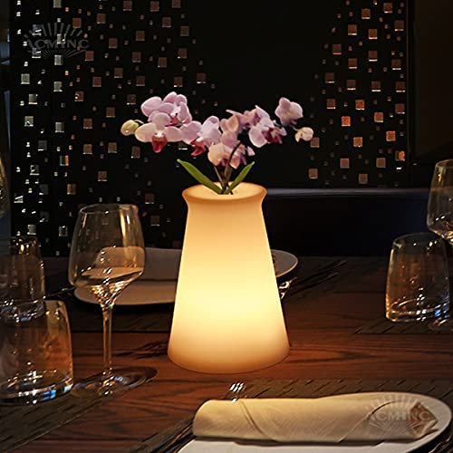 Kabellos LED Akku Tischlampe Dimmbare Mit Fernbedienung, Vase Design Modern Aufladbar Tischleuchte Für Restaurant Bar Esstisch Outdoor Nachtlicht,16 RGB Farbe & 4 Modi, Nachttischlampe,20cm