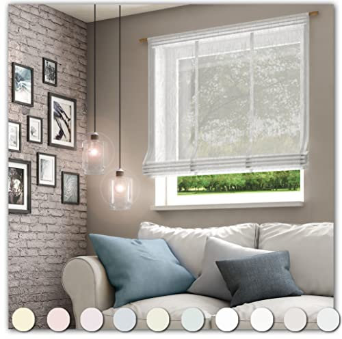 Neutex for you! Libre ECO Raffrollo mit Stangendurchzug, Vorhang, Gardine, Halbtransparent, 140 x 100 cm (H/B), 482120, Made in Europe, Oeko-Tex Standard 100, hellgrau