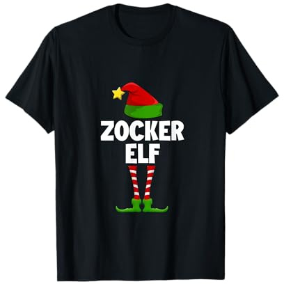 Weihnachtsoutfit Merry Christmas Frohe Weihnachten Gaming Zocken Zockerin Videospiel PC T-Shirt Schwarz Klein Unisex-Erwachsene Klassische Passform Crew Neck Kurzarm