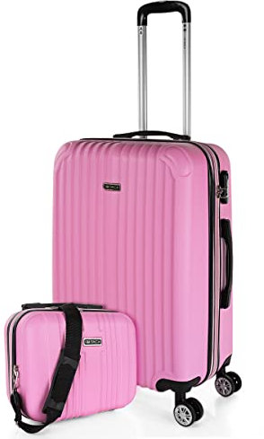ITACA - Valigia Media da Viaggio Rigide. Trolley Medio con 4 Ruote. Materiale ABS Valigia Media Rigida in Offerta Resistente e Super Leggero - Valigia 20 kg Lucchetto TSA, Rosa