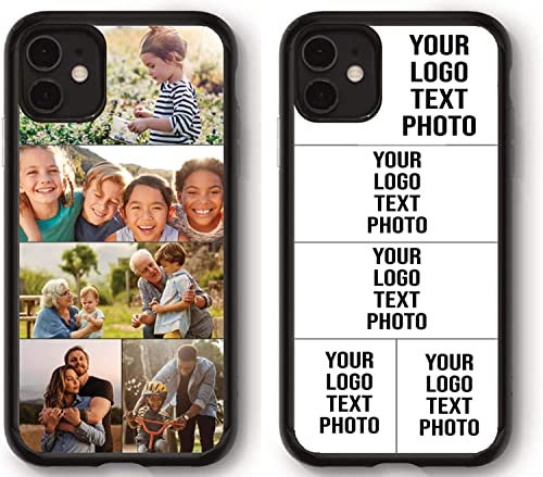 Mobile Stuff Personalised Phone Case for iPhone 11, Shockproof TPU Bumper back Custom Cover Collage Your Own Photo 11-6.1 Inch, Personalize with Five Image Layout B