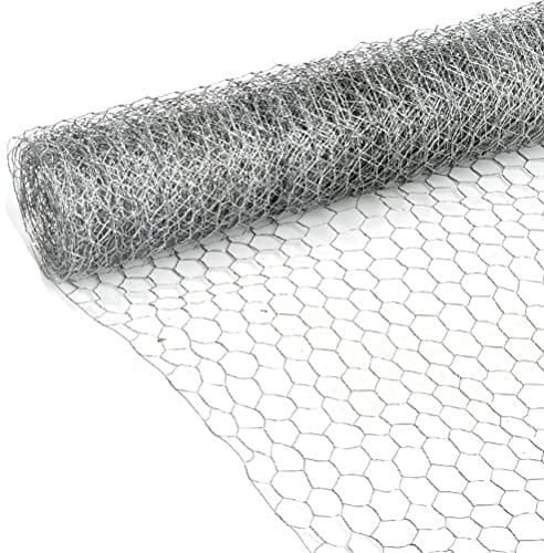 TIMESETL 25m Wire Mesh Galvanized, Chicken Wire Mesh Fencing, Hexagonal Hardware Mesh Poultry Netting for Craft Work Vegetable Garden Animal