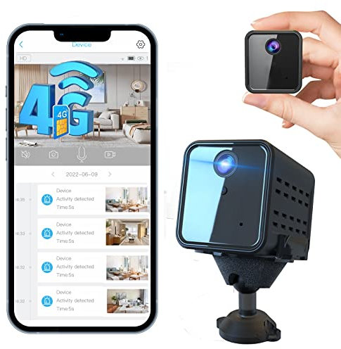 javiscam Telecamera Spia Interno,4G Mini Telecamera esterna,2K sorveglianza dell'interno della batteria, carta SIM della trasmissione in tensione, visione notturna del rivelatore di moto del radar