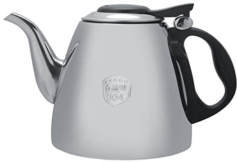 Teiera in acciaio inossidabile, caffettiera portatile Piano cottura a induzione con manico resistente al calore Macchina per caffè espresso Bollitore per moka per viaggi in campeggio a casa(1.5L)