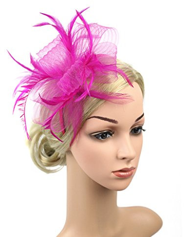Fascinator Schleife Pillbox Hut mit Feder Fascinator Damen Haarreif 20er Retro Haarschmuck Royal Haarspange mit Clip Stirnband Braut Hochzeitshut Party Damenhut Blume Partyhut Kirche Gatsby Party