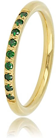 My Bendel Feiner Stapelring Gold mit grünen Steinen- Stylischer Ringe für Damen mit Zirconia Steinen - Mehrere Farben und Größen - Stapeln Ringe - mit Luxuriösen Geschenkverpackung