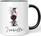 JUNIWORDS Tasse, Isabella, Name Anfangsbuchstabe Initial Alphabet Floral Buchstabe I Monogramm Motiv, Schwarz (5575230)