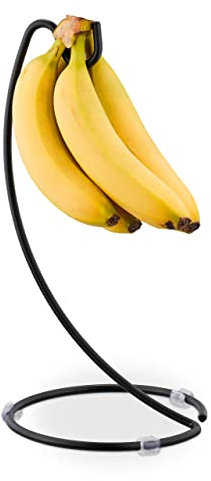 Relaxdays Soporte para Plátanos, Metal, 33 x 17 cm, Previene Marcas de Presión, Colgador Bananas, Frutero, Hierro, Negro