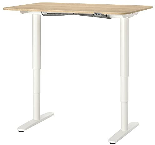 Ikea BEKANT Schreibtisch Sitz/Ständer, 120x80 cm, Eiche weiß gebeizt/weiß