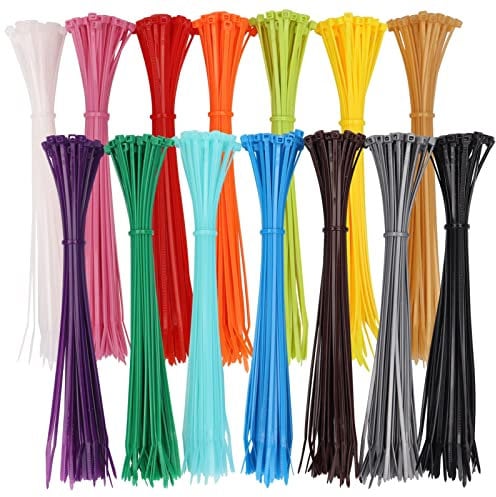 700pcs 8 Coloured Cable Ties, 200mm x 2.5mm Nylon Zip Ties Multi-Purpose Plastic Tie Wraps Secure Self-Locking 14 Colors Cable Zip Ties for Home, Garden, Office, DIY
