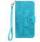 Nbziyoo Phone Case for iPhone 12 mini/13 mini,the Butterfly Tree Embossed PU Leather Wallet Flip Case with Card Holder,Wrist Strap,Magnetic Closure Shockproof Kickstand Cover Case, Blue