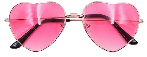 ANCLLO 2 Stück Herz Sonnenbrille Retro Sonnenbrille Hippie Brille 60er 70er 80er 90er Party Kostüm Zubehör (Rot)