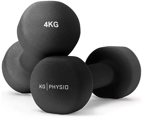 KG PHYSIO Neopren Hanteln Set - Inkl. Fitnessposter mit 32 Übungen, schweißabweisendes Kurzhanteln 2er Set aus Gusseisen, rutschfeste & griffige Fitness Gewichte für Frauen und Männer