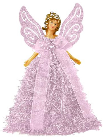 Joyivike Christmas Fairy Angel Tree Topper - 20cm Gold & Silver, Tree Top Decoration for Christmas Tree & Home Decor