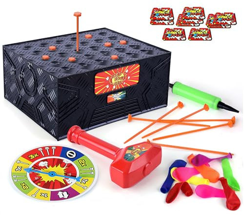 Balloon Blast Box Spiel, Lustig Familienparty Brettspiel Portable Balloon für Kinder und Erwachsene, Ballon Explosionsspiel Crazy Blast Box für Bankett Schule Geburtstags Party