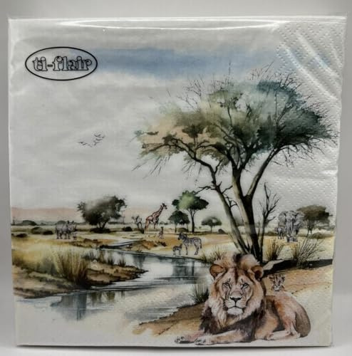 Serviette Etosha Park - Löwen Lunch 33x33cm 20 Stück