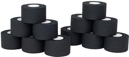 Cinta adhesiva deportiva Tape 3,8cm x 10m. Pack de 12 unidades. Tape ideal para deporte, rehabilitacion y fitness. Marca Vendari (Negro)