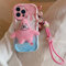 XZC for iPhone 15 Pro Max Case with Wrist Strap, 3D Cartoon Stuffed Plush Doll Design Protective Phone Case for Women Girls