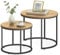 Home Collective Couchtisch 2er Set Rund Beistelltisch Loft Design 2 in 1 Verschachtelung Kratzfeste Oberfläche, Wohnzimmer | 53cm und 43cm Breit Eiche mit schwarzen Beinen