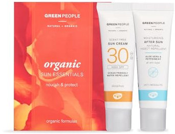 Green People - Organic Sun Cream Travel Pack - Mini Set - SPF30 + Aftersun Insektenschutz - Riffsicher, frei von Chemikalien
