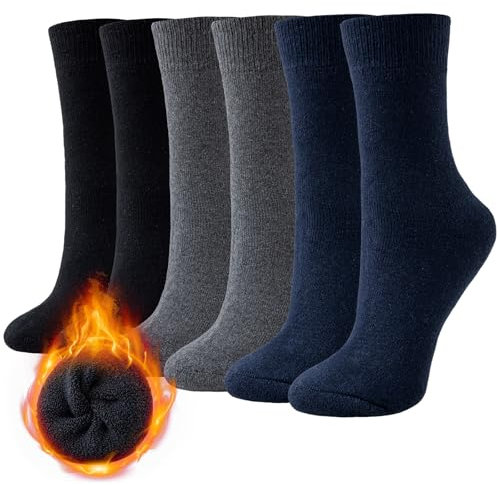 Niorasen Thermosocken Damen, Wollsocken, Warme Wintersocken Damen, Dicke Stricksocken, Winter Socken Damen Gemütlich und Atmungsaktiv 6 Paar 39-42 35-38