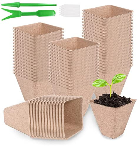 Hxhsgmeh Paquete de 100 Macetas Degradables, Macetas de Turba de 8 Cm, Macetas de Cultivo OrgáNico, Aptas para Flores, Hierbas, Frutas