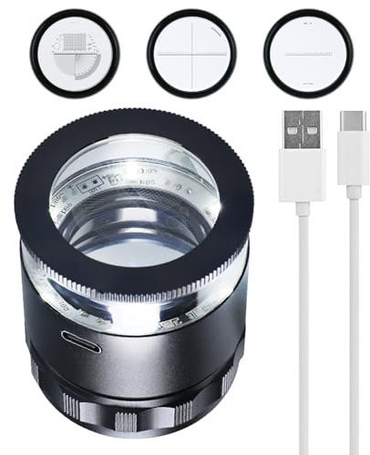 10x Juwelierlupe Vergrößerungsglas Tragbares Taschenlese-Magnifier mit 6 LED-Lichtern und 3 Glas-Skalen, Wiederaufladbare Lupe 25 mm Sichtfeld, für Schmuck, Edelsteine, Münzen, Hobby-Werkzeug